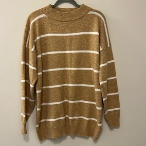 A New Day Tan & White Striped Mock Neck Sweater